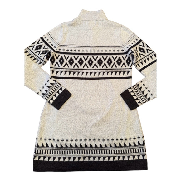 Women's Cynthia Rowley Quarter Zip Fair Isle Sweater Tunic Size Small Gray Black - Picture 3 of 10